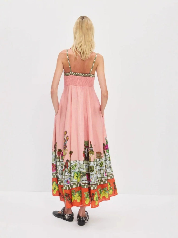 Beauty Linen Print Dress