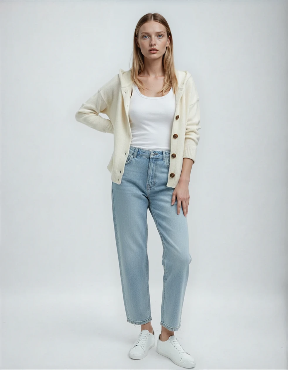 Felicia | Trendig stickad jacka med huva