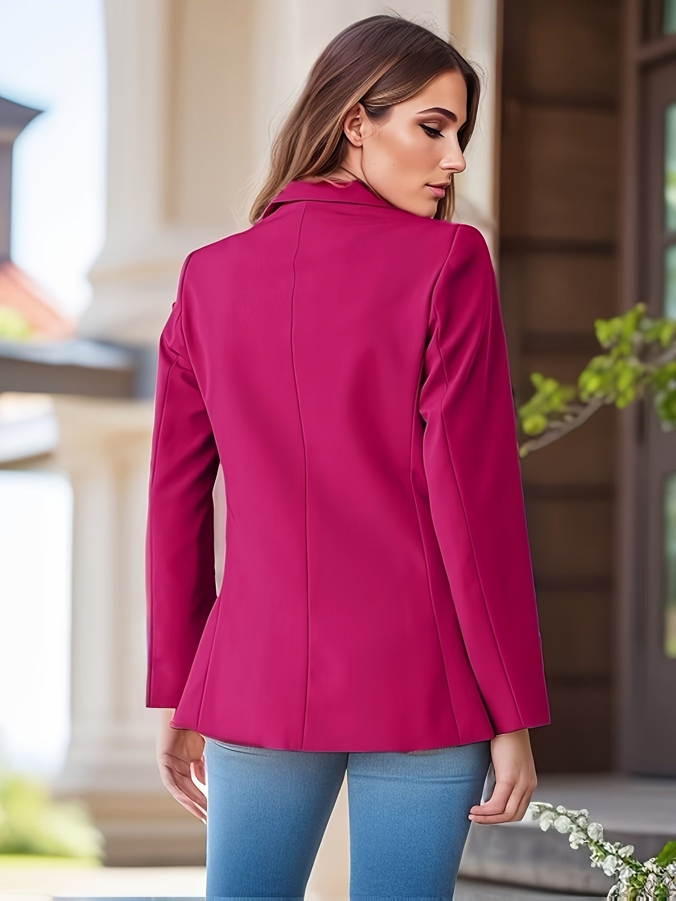 Women's Tailored Blazer with Suede-Look Finish – Elegant Workwear and Casual Chic