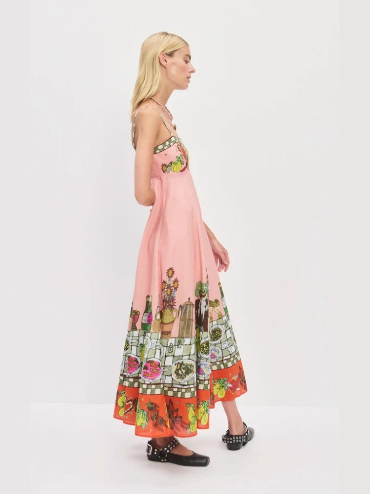 Beauty Linen Print Dress