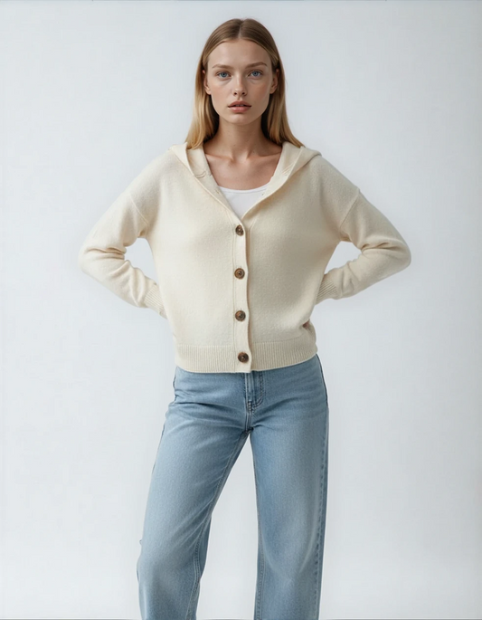 Felicia | Trendig stickad jacka med huva