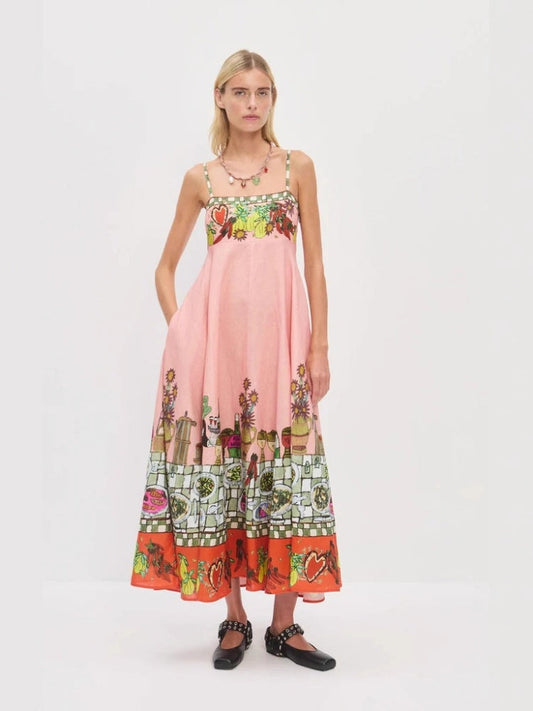 Beauty Linen Print Dress