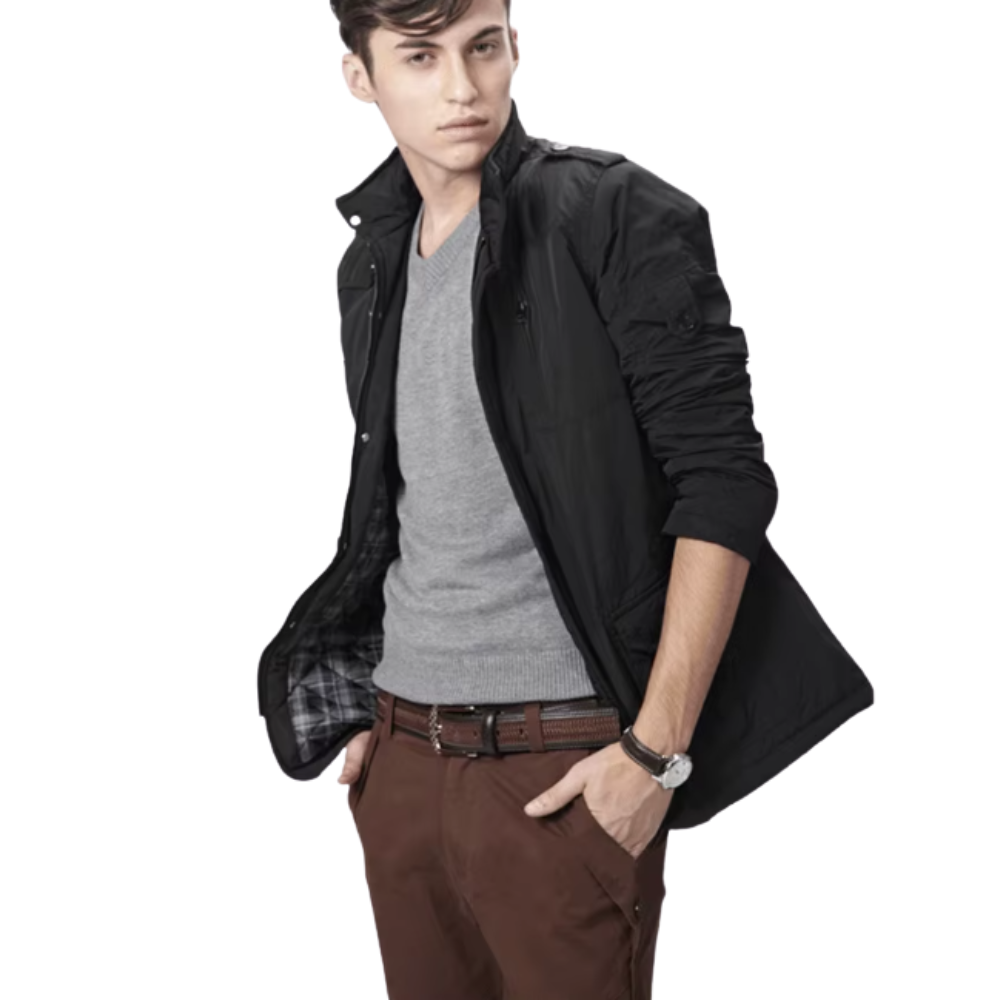 Vindjacka utan krag med ångbad och stilfull design