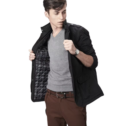 Vindjacka utan krag med ångbad och stilfull design