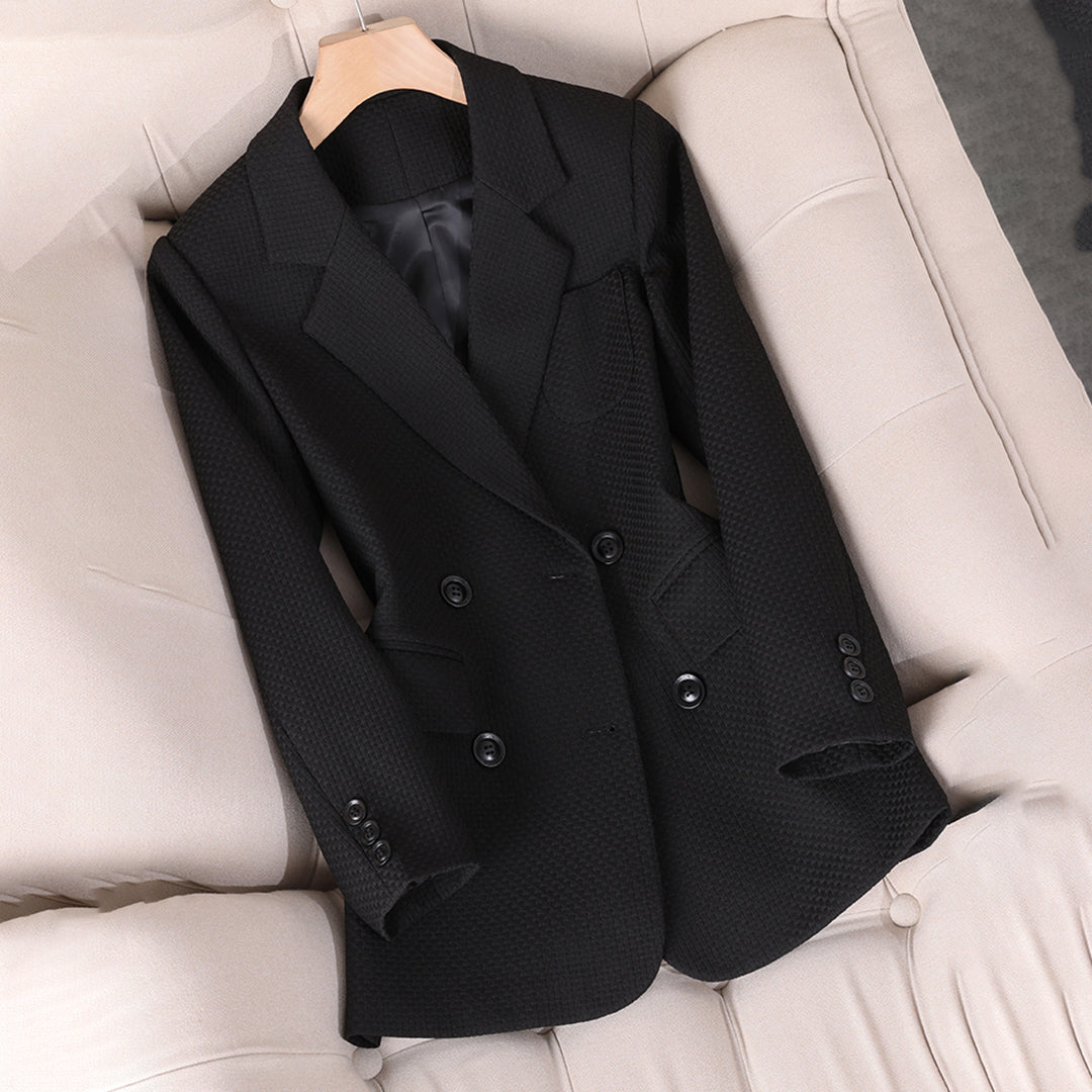 Black Blazer for Women - Tailored Double-Breasted Design for Professional and Smart-Casual Style