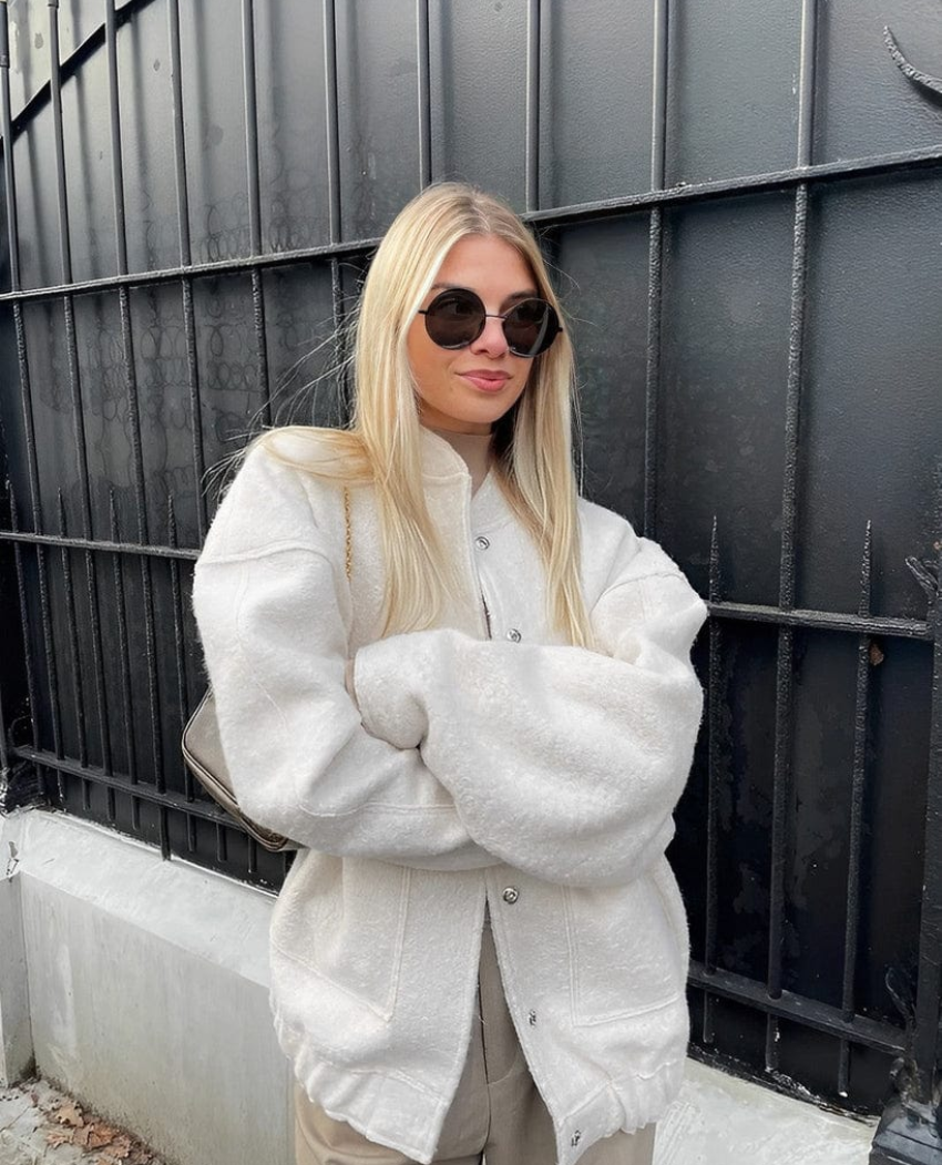 Black Wool Coat for Women, Oversized Wool Blend Jacket with Dropped Shoulders, Warm Winter Outerwear