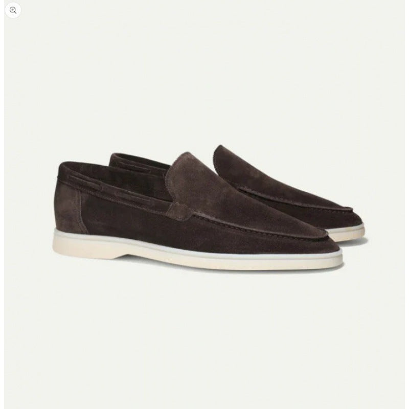 Brown Suede Loafers for Men - Comfortable Slip-On Moc Toe Loafer Shoes