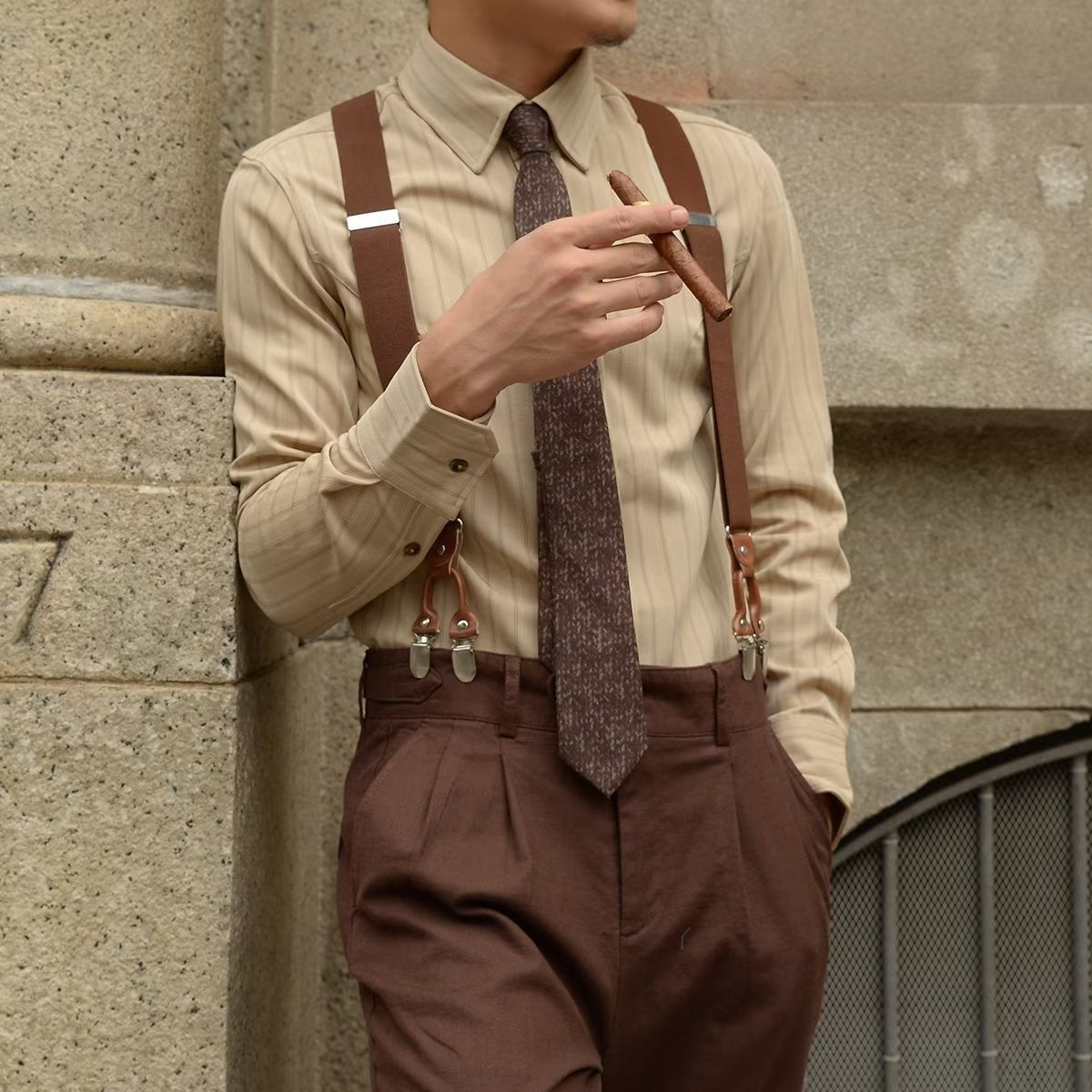 Men's Dress Shirt with Classic Stripe Design – Modern Fit, Structured Point Collar, Versatile Style for Casual and Formal Wear