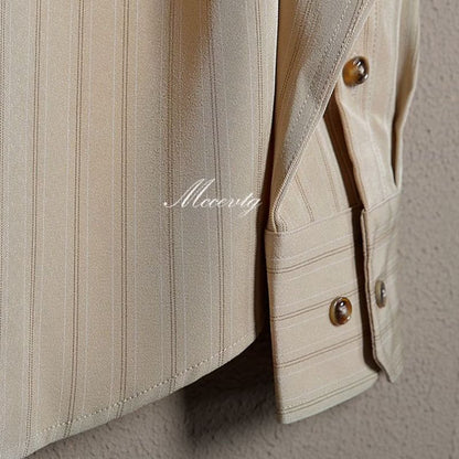 Men's Dress Shirt with Classic Stripe Design – Modern Fit, Structured Point Collar, Versatile Style for Casual and Formal Wear