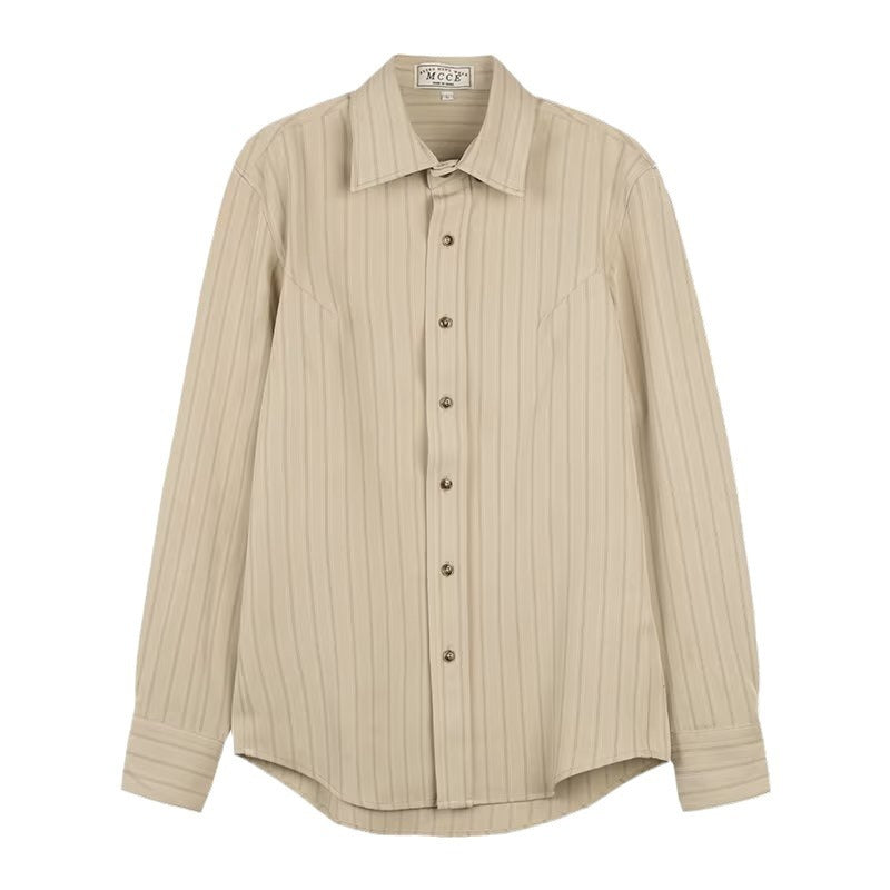 Men's Dress Shirt with Classic Stripe Design – Modern Fit, Structured Point Collar, Versatile Style for Casual and Formal Wear