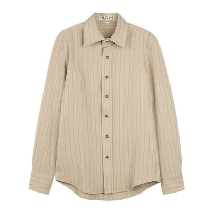 Men's Dress Shirt with Classic Stripe Design – Modern Fit, Structured Point Collar, Versatile Style for Casual and Formal Wear
