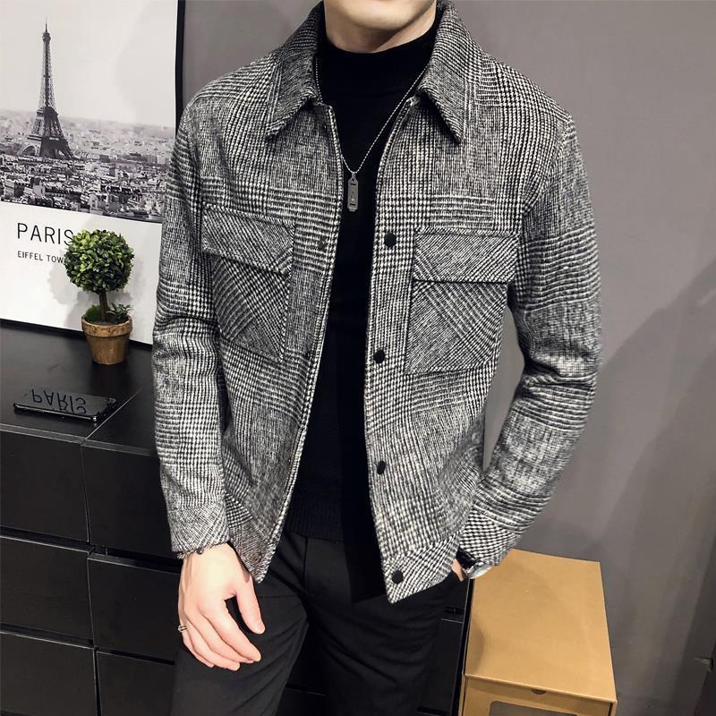 Men's Plaid Wool Jacket with Utility Pockets – Tailored Fit for Versatile Styling and Comfort