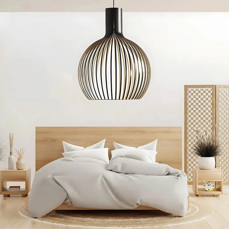 Suspension Danoise EleganteGlow – Luminaire Scandinave LED minimaliste en bois
