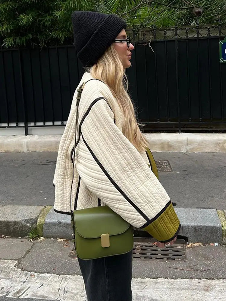 Quilted Jacket with Contrast Piping – Stylish Layer for Everyday Elegance