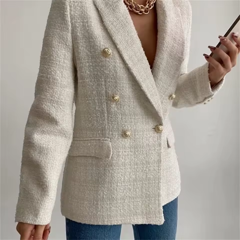 Tailored Long-Sleeve Notched Collar Blazer for Women – Versatile Day-to-Evening Wear, Structured Fit, Layering Friendly