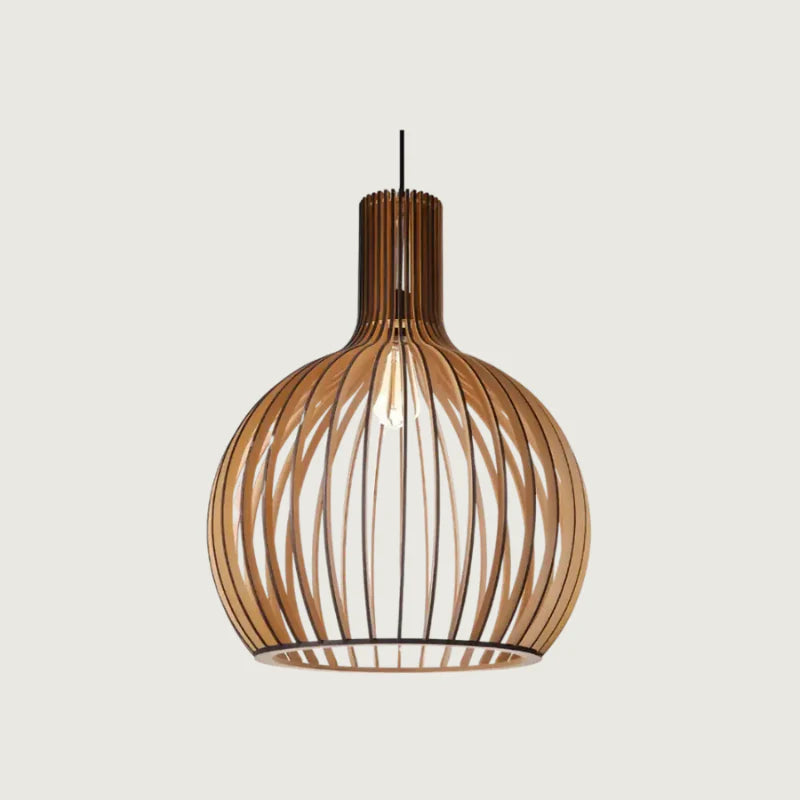 Suspension Danoise EleganteGlow – Luminaire Scandinave LED minimaliste en bois