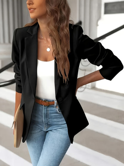 Kvinnoanpassad Blazer med Mockaliknande Yta – Elegant Arbetsklädsel och Avslappnad Chic