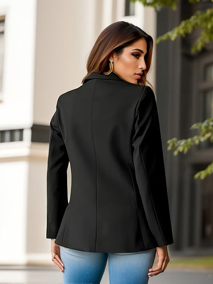 Kvinnoanpassad Blazer med Mockaliknande Yta – Elegant Arbetsklädsel och Avslappnad Chic